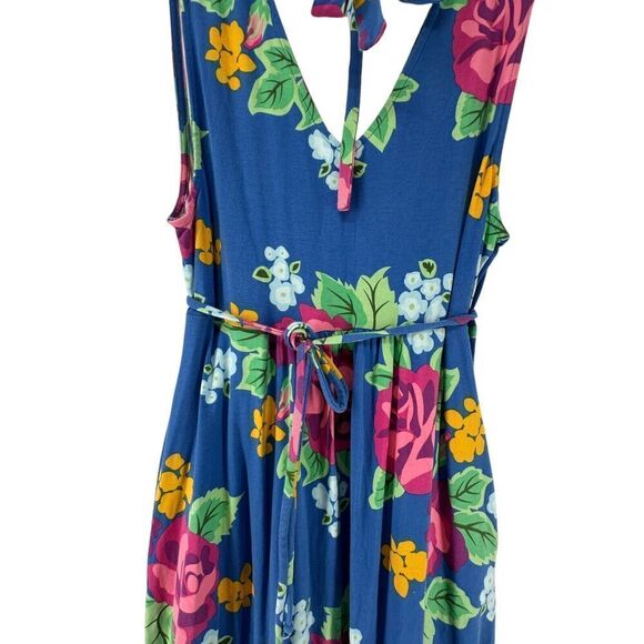 Matilda Jane Maxi Dress Size M Blue Floral V Neck Ruffle Stretchy Jersey Knit - Picture 10 of 11